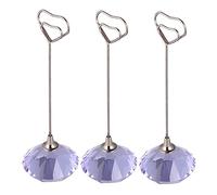 DIYEAH 3pcs Heart Shaped Paper Clips with Crystal Diamond Base Elegant Memo Holders for Home Decor Weddings Parties and Offices Purple