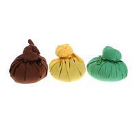 DIYEAH 3pcs Herbal Compress Massage Balls Set - Natural Aroma Thai Medicine Spa Balls for Warm Therapy, Deep Tissue Muscle and Facial Relaxation - Brown, Yellow, Blue