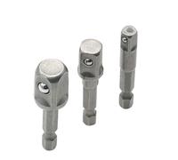 DIYEAH 3pcs Hex Shank to Square Drive Socket Wrench Extension Set Impact Driver Adapter Bars with Coded Rings for Power Drill Socket Bit Extension