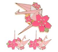 DIYEAH 3pcs Kawaii Cherry Blossom Paper Crane Brooch Set Made of Zinc Alloy, Adds Elegance and Charm to Cardigans and Clothing for Leisure Occasions or Formal Events