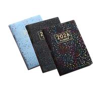 DIYEAH 3pcs Mini Academic Planner Daily Portable Pocket Notebooks with Faux Leather Cover Thick Paper Sewn Binding for Office and Classroom Scheduling