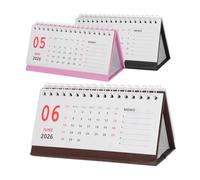 DIYEAH 3pcs Mini Desk Calendar with Coil Binding Compact English Monthly Planner for Office Home and School Decorative Flip Desktop Agenda for Management and Language Learning