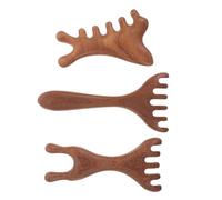 DIYEAH 3pcs Natural Wood Massage Comb Set for Scalp Soothing and Energy Flow, Featuring Antler and Irregular Shapes, for Travel and Home Relaxation