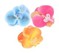 DIYEAH 3pcs Phalaenopsis Hair Clips for Women - Large Simulation Butterfly Orchid Flower Claw Clips in Rose Red, Yellow, and Blue - Wedding and Party Hair Accessories