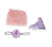 DIYEAH 3pcs Photography Prop Set with Pink Blanket Purple Wrap and Headband Unisex Swaddle for Newborn Photo Shoots Daily Blanket Seat Cushion and Keepsake Use