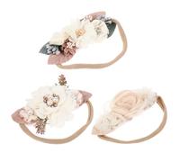 DIYEAH 3pcs Pink Flower Shape Newborns Headband for Babies, Soft Cloth Material, Comfortable and Stretchable Decorative Hair Bands Suitable