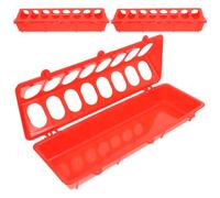 DIYEAH 3pcs Poultry Feeding Container with Gravity Feed Mechanism and Flip Top Design, Plastic Chick Feeder for Birds and Quails on Rural Farms and Cement Floors, 16 Hole No Mess Poultry