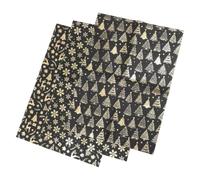 DIYEAH 3pcs Rectangle Christmas Wrap Christmas Tree Wrapping Paper Black Gold Paper Easy to Wrap Easy to Fold Family Gatherings Festive Occasions Vintage Retro Metallic Finish