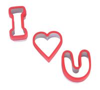 DIYEAH 3pcs Red Metal Valentine’s Day Cookie Cutters Set with Letter and Sandwich Molds for DIY Baking, Biscuit and Chocolate Cake Making Tools, Household Festival Bakeware Supplies
