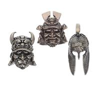 DIYEAH 3PCS Samurai Charms: Vintage Japanese Samurai Helmet Charm DIY Crafts Skull Pendants for Jewelry Making Necklace Pendant Supplies
