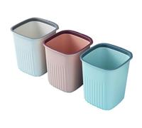 DIYEAH 3Pcs Small Waste Paper Bins Lightweight Open-top Trash Holders for Bedroom Kitchen Office Home Use Simple Plastic Wastebasket Blue Pink White