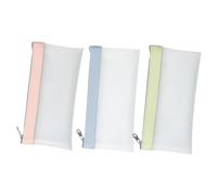 DIYEAH 3pcs Transparent Zipper Pencil Case Capacity TPU Pen Bag Mint Green Sakura Pink and Haze Blue Multi-use Organizer for Students and Artists