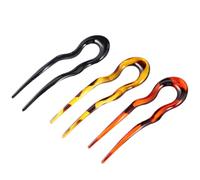 DIYEAH 3pcs U-shaped Resin Hairpins Set Leopard Print Hair Forks with Double Teeth Plastic Hair Sticks for Bridal Updo and Long Styling Includes Dark Coffee Light Coffee and Black Colors