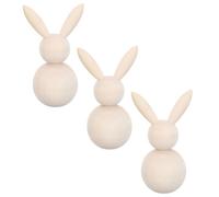 DIYEAH 3pcs Unfinished Wooden Rabbit Doll Figure - Unpainted Peg Dolls DIY Blank Wood Bunny Puppet for Children's DIY Crafts, Painting, Games, Home Decorations