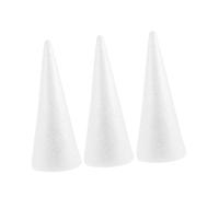 DIYEAH 3pcs White Polystyrene Foam Cones for DIY Crafts Unfinished Foam Trees for Christmas Projects School Activities Lightweight Safe for Creative Decoration