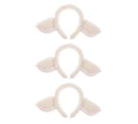 DIYEAH 3pcs White Sheep Ears Headband Plush Soft Lamb Ear Hairband Costume Accessory for Festival Party and Farm Animal Themed Cosplay