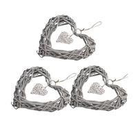 DIYEAH 3pcs Wicker Heart Wreath Hanging Decoration with Rope Charming Heart Wreath for Wall Hanging Decoration and Wedding Rustic Style Wicker for Decorating Mantels and Party Tables