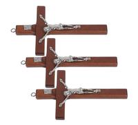 DIYEAH 3pcs Wooden Jesus Cross Pendants Decorative Charms for DIY Jewelry Making Spiritual Christian Religious Decor for Crafts and Prayers Elegant Design