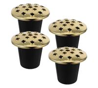 DIYEAH 4 Pcs Cemetery Flower Vase Plastic Lotus Design with Memorial Grave Inserts for Floral Arrangements Graveside Decoration