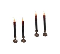 DIYEAH 4 pcs Halloween Decorative Electric Candle Lamps Creative Black Base Tall LED Candle Lights for Desktop Decor Safe Material Durable and Delicate Halloween Party Props