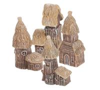 DIYEAH 4 pcs Mini Resin Cottage Figurines Small House Decor Micro Landscape Ornaments for Home Desktop Garden Office Micro Scenery Craft