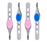 DIYEAH 4 Pcs Stainless Steel Eyebrow Tweezers Women Eyebrow Clip Tool Rubber Buckle Moderate Elasticity Easy to Handle Precision Tweezers and Facial Hair Removal Random Color