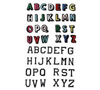 DIYEAH 4 Sets Alphabet Iron Patches Embroidered Applique DIY Sew Hot Melt Stickers for Clothing Bags Hats Shoes Black White Letters for Repair and Decoration