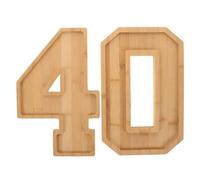 DIYEAH 40Th Anniversary Number Shape Wooden Serving Tray for Snacks and Desserts, Multi-Function Charcuterie Board for Birthday Party Decorations and Food Presentation