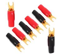 DIYEAH 4pairs Spade Fork Terminal Connectors for High Power Audio Systems Brass Crimp Terminals with Fork Design for Easy Installation Secure Wire Connections Gold Plated for Enhanced