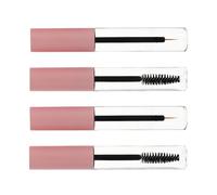 DIYEAH 4pcs 10ml Pet Empty Mascara Tubes and Shadow Tip Eyeliner Bottles with Pink Caps, Refillable Lash Cream Containers for DIY Makeup, Portable Cosmetic Tool Kit for Eyelash and