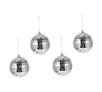 DIYEAH 4pcs 8cm Mirror Balls Set Small Disco Ball Reflective Glass Sphere Party Decorations for Wedding Cake Embellishment and Performance Stage Ornament