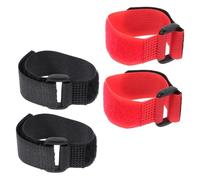 DIYEAH 4pcs Adjustable Rooster Neck Rings Poultry Collars in Black and Red Anti-crow Chicken Neck Bands for Quiet Farm Environment and Practical Design