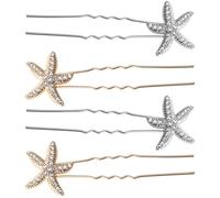 DIYEAH 4pcs Alloy Star Hair Pins for Wedding Brides Beach Wedding Hair Accessories in Golden and Silver Achieve Graceful Temperament