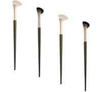 DIYEAH 4pcs Angled Nose Contour Brushes Set, Black and White Mixed Synthetic Hair, Half Fan Shape for Precise Nose Highlighting and Side Face Contouring, Small Eye Shadow and Concealer