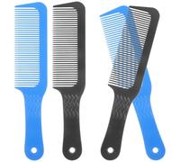 DIYEAH 4pcs Antistatic Hair Combs Set for Barber and Home Use Plastic Hairdressing Styling Combs with Flat Head Black and Blue Portable Detangling for Men and Women