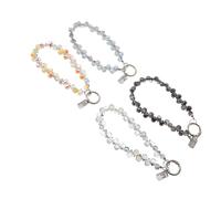 DIYEAH 4Pcs Beaded Phone Charm Strap Crystal Waterdrop Beads Cell Phone Lanyard Wrist Strap Anti-Lost Hand Wristlet for Women Suitable for Mobile Accessories