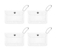 DIYEAH 4PCS Binder Photo Sleeve: 5 Holes Mini Clear Binder Pockets with Buckle - Mini Cash Envelopes - Coin Pouch Protectors for Organize Cards, Bills