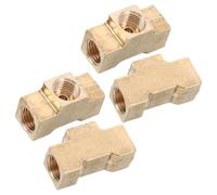 DIYEAH 4pcs Brass Tee Pipe Fitting for Air Compressor Systems Female Threaded Air Line Connector with Compact Design and Thread Slipping Prevention Suitable for Pneumatic Clamps