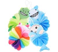 DIYEAH 4pcs Cartoon Bath Loofahs Set with Unicorn, Blue Shark, Green Dinosaur, Blue Mermaid - Soft Body Scrubber Sponge for ’s Bathing and Exfoliating