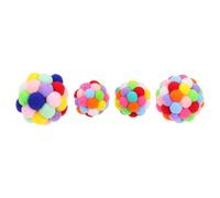 DIYEAH 4pcs Cat Teasing Balls Set Colorful Plush Interactive Cat Chew for Indoor and Kittens Soft Micro-elastic Pet Plaything with Multiple Sizes (4cm, 4cm, 5.5cm, 6.5cm)