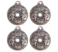 DIYEAH 4pcs Chinese Style Brass Keychain Charms Antique Pendant Key Hanging Ornament Creative DIY Decor for Keyrings Necklaces and More