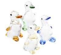 DIYEAH 4Pcs Crystal Duck Sculptures Small Quartz Figurines for Cabinet and Office Decoration