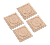 DIYEAH 4pcs Decorative Wood Applique for Furniture, Solid Wood Carved Flower Onlays, 2.4x2.4in Square Shape, Elegant Ornate Design to Reduce Maintenance and Resist Daily Wear, for DIY