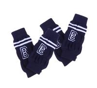 DIYEAH 4Pcs Elastic Knitted Dog Warmers and Elbow Sleeves, Breathable Pet Elbow Protectors for Small Dogs, Navy Blue Letter Pattern Pet Guards for Joint Support