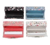 DIYEAH 4pcs Embroidered Floral Lipstick Storage Boxes Set, Cloth Lipstick Organizer Case with Mirror, Multi-Color Makeup Holder for Cosmetic Display and Travel Use