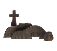 DIYEAH 4pcs Empty Tombs Easter Scene Cross Easter Decorations 6.68x2.48x0.47in Wood Creative Traditional Decorative Easy to Store Home Decorations Religious Celebration