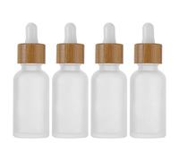 DIYEAH 4pcs Essential Oil Dropper Bottle Glass Storage Empty Bottles Bamboo Cap for DIY