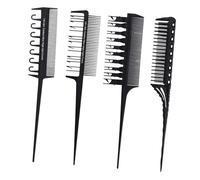 DIYEAH 4pcs Hair Coloring Highlight Combs Set Black Professional Hair Dye Applicator Styling Tools for Salon and Home Use