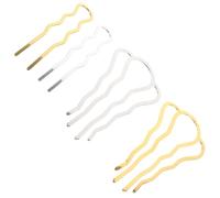 DIYEAH 4pcs Hair Side Combs for Women Large and Medium Size Brass Wave Pattern Hair Clips Gold and Silver Plated for Weddings and DIY Styling