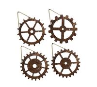 DIYEAH 4Pcs Industrial Style Wooden Gear Wall Art Vintage Farmhouse Hanging Decor for Home Living Office Bar Wall Ornaments Accessories